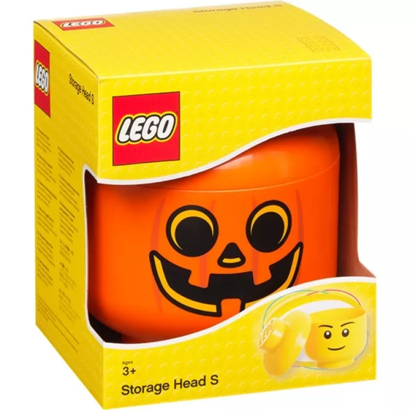 LEGO úložná hlava tekvica, malá, úložná krabica oranžová/čierna