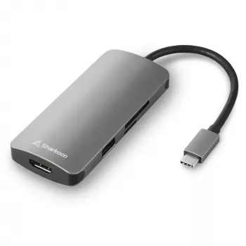 Multiport adaptér Sharkoon USB 3.0 Type-C 3.2 Gen 1 sivý