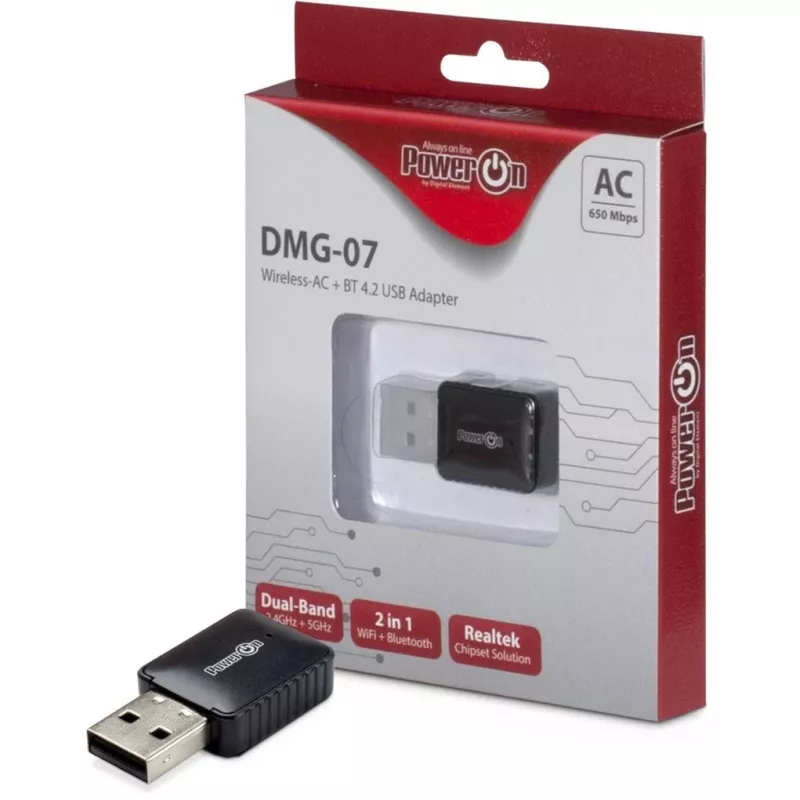 Inter-Tech DMG-07 – Wireless – USB – WLAN / Bluetooth – Wi-Fi 5 (802.11ac) – 650 Mbit/s – čierna (88888146)
