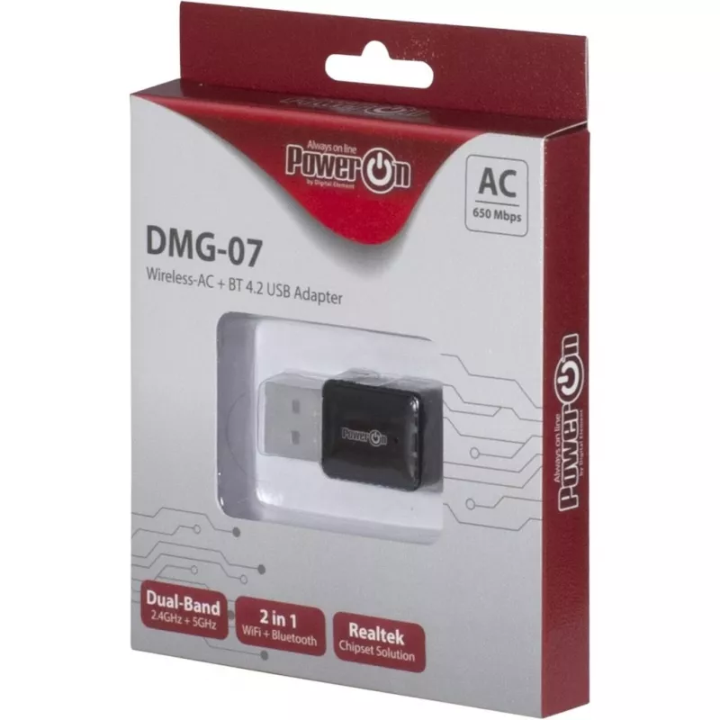 Inter-Tech DMG-07 – Wireless – USB – WLAN / Bluetooth – Wi-Fi 5 (802.11ac) – 650 Mbit/s – čierna (88888146)