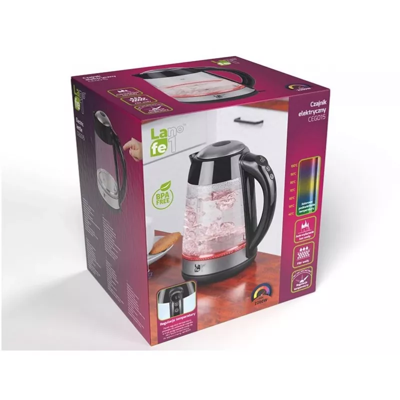 Rýchlovarná kanvica Lafe LAFCZA46806, 2200 W, 1,7 l, čierna