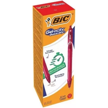 BIC gélové pero Gelocity QUICK DRY červené, balenie 12 ks 494671