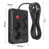 Predlžovacia zásuvka MACLEAN MCE392 B — 4 zásuvky, 3×USB, 110–240V, 2,1A, 2500W, 1,5 m kábel, čierna