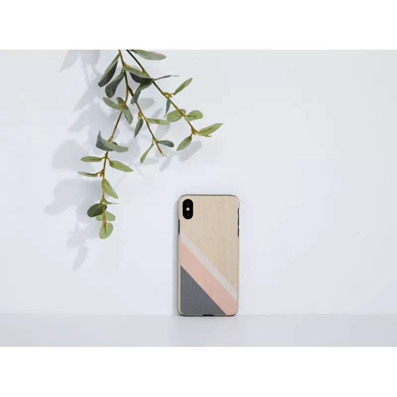 Puzdro na smartphone man and wood pre iPhone XS Max – ružový oblek, čierna