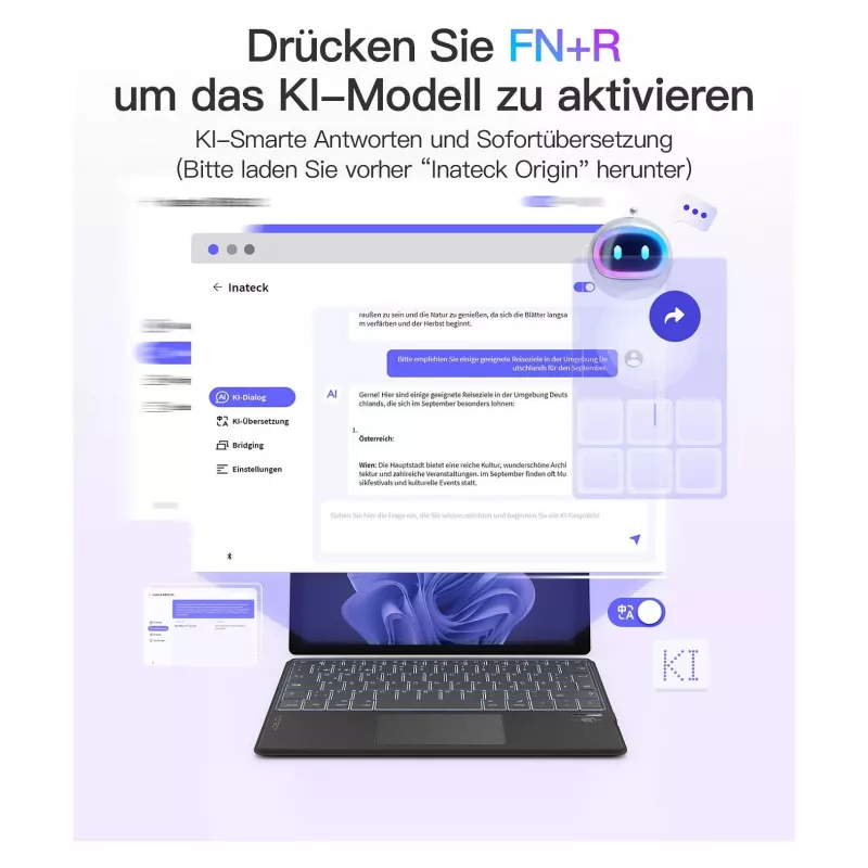 inateck klávesnica Surface sivá, Sureface GO 1-4 Com. QWERTZ