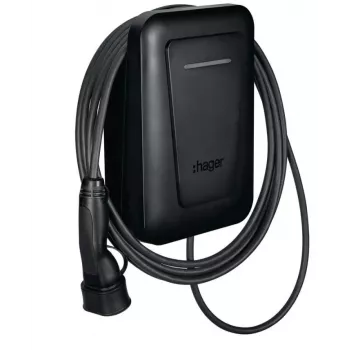 Nástenná nabíjacia stanica pre EV Hager witty one 11 kW 3-fázová s RFID, Bluetooth a 4,5 m káblom Type-2