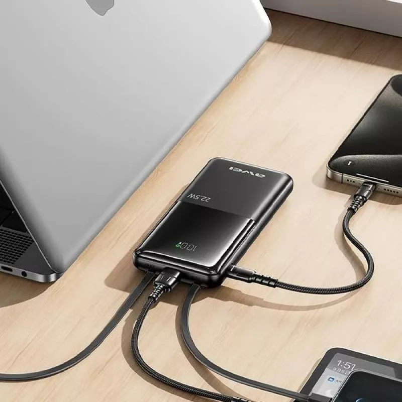 Powerbank 10000mAh P76K 22,5W 4 výstupy nabíjania dva káble