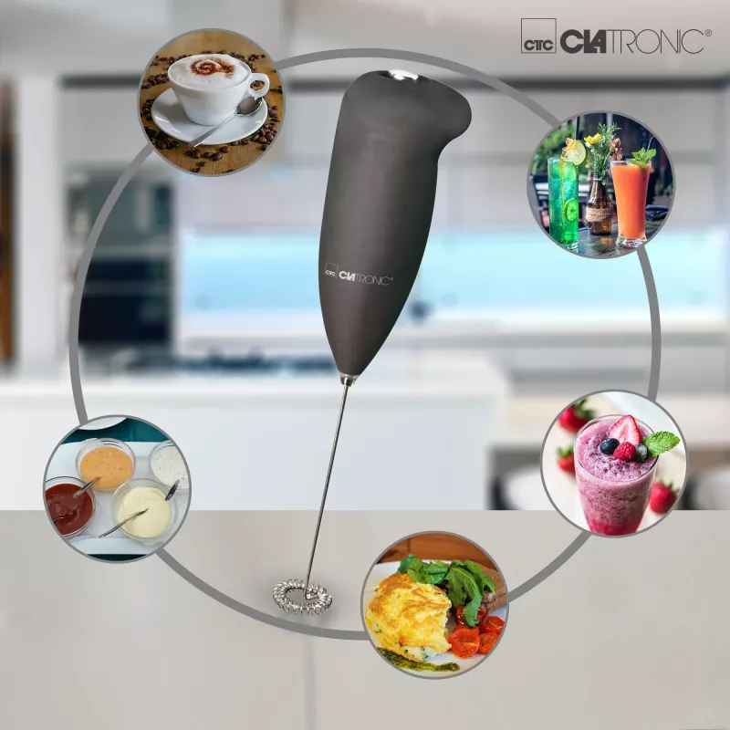 Clatronic MS 3089 Napeňovač mlieka na batérie, čierny/nehrdzavejúca oceľ