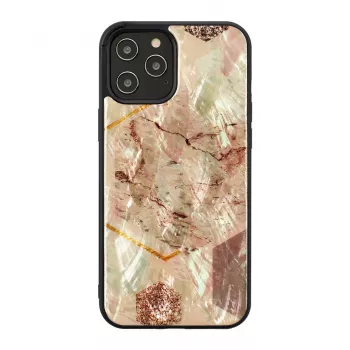 Ochranné puzdro iKins pre Apple iPhone 12 Pro Max – ružový mramorový vzor
