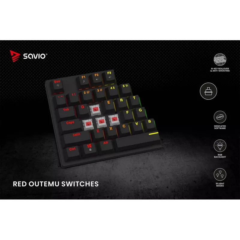Mechanická klávesnica RGB Tempest X2 Outemu Red Savio Savgk-tempest X2 Red