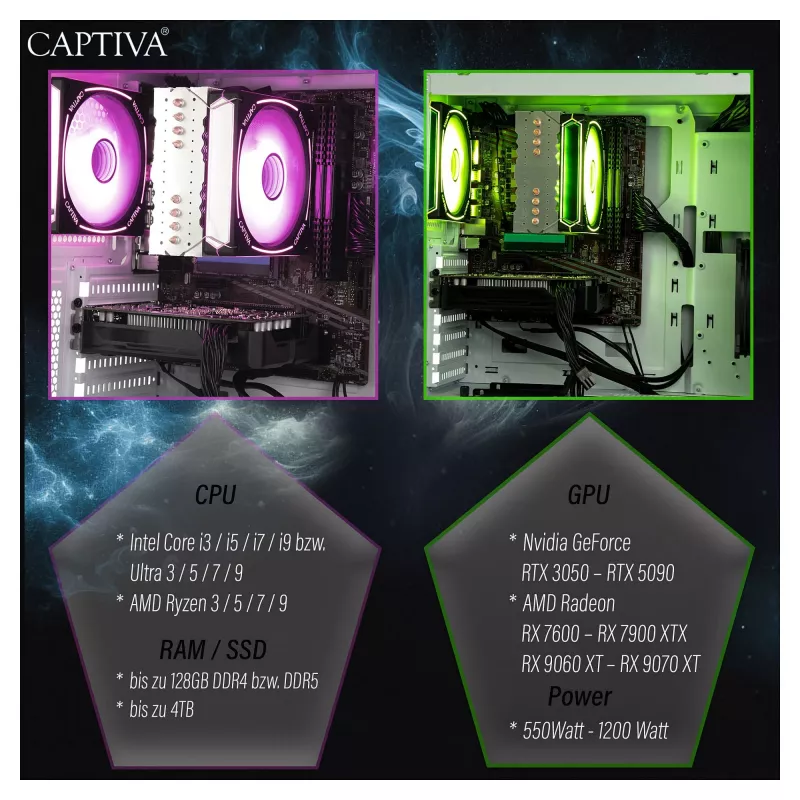 Počítač Captiva CAPTIVA PC Advanced Gaming R92-912 Ryzen 7 5700X 32GB SSD 1TB RTX5060 8GB Windows 11 Home 64-bit