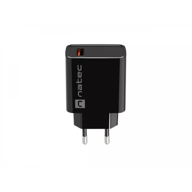 Natec Ribera NUC-2058 sieťová nabíjačka, 18 W, 1x USB-A, do 3 A, Quick Charge 3.0, Samsung AFC, Huawei FCP/SCP, čierna