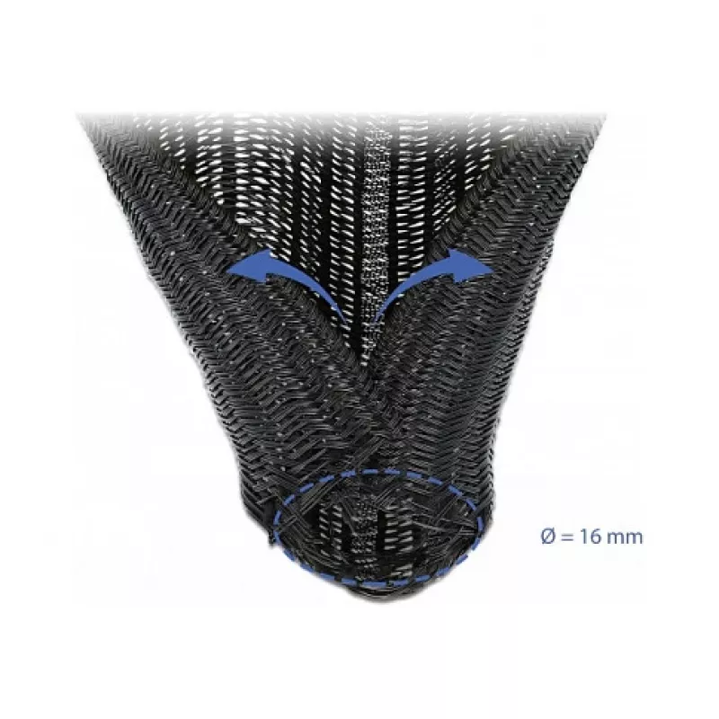 Opletená hadica DeLOCK 19033 10 m x 16 mm čierna