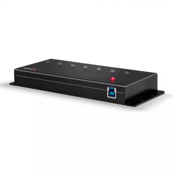 Lindy 7 portový USB 3.0 kovový hub, USB 3.2 Gen 1 (3.1 Gen 1) Type-A, 5000 Mbit/s, čierna, 0,8 m, 185 mm, 75 mm