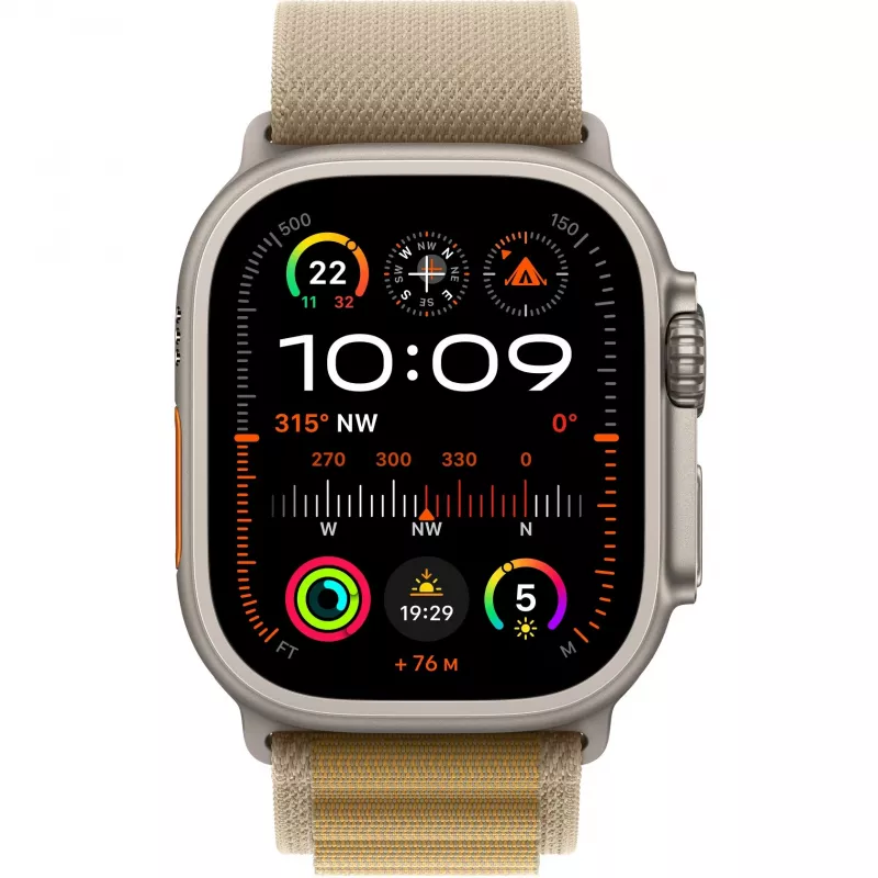 Remienok Apple 49 mm Tan Alpine Loop malý Natural Titanium Finish