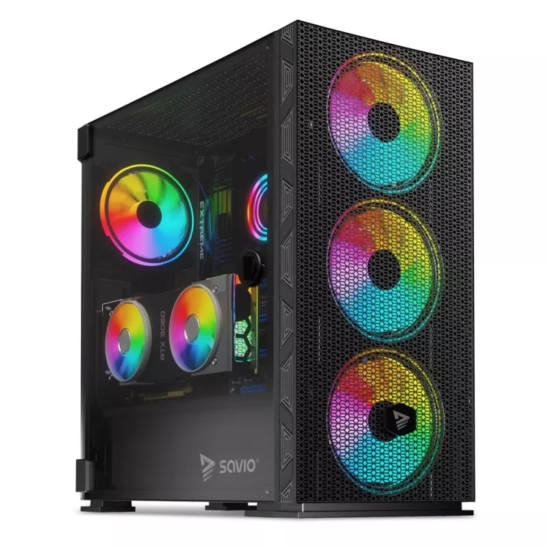 SAVIO PC skriňa Raptor X1 ARGB sklo/mesh čierna