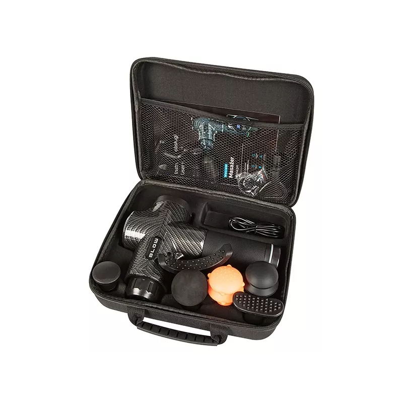 BLOW Wave 4000 44-340# masážna pištoľ, 30 rýchlostí, 10 nadstavcov, 100 W, dotykový LCD displej, USB-C, čierna