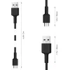 Aukey CB-CA2 OEM kábel USB-C na USB-A, nylonový oplet, 2 m, čierny