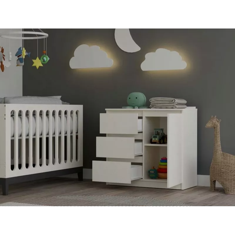 KOMODA 1 DVERE 3 ZÁSUVKY FARBA KAŠMÍR