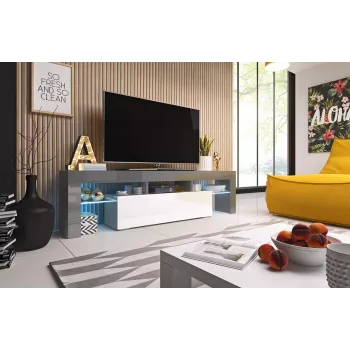 Cama TV stojan TORO 158 sivá/biela lesklá