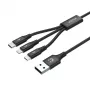 USB kábel Unitek C14049BK — USB-C na Micro-USB B/Lightning, USB 2.0, 1,2 m, čierny