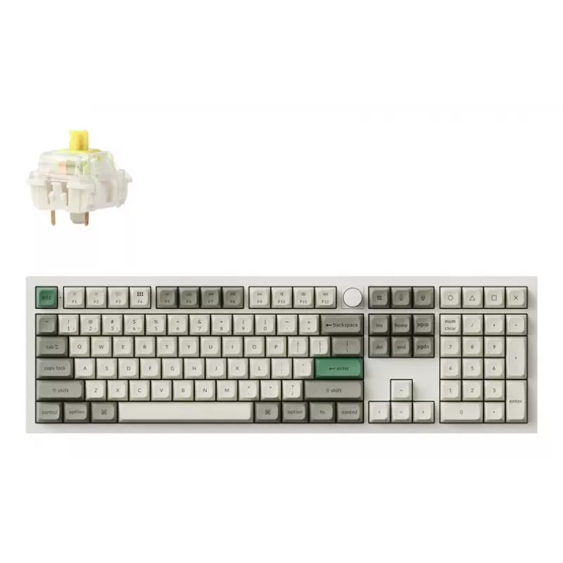 Mechanická klávesnica Keychron Q6M-P4 — Full-size 100% káblová & bezdrôtová (USB, RF, Bluetooth 5.1), RGB podsvietenie, biela, USB-C