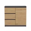 Komoda Top e shop Topeshop 1D3S 80×40×75 cm, antracitová artisan dub matná