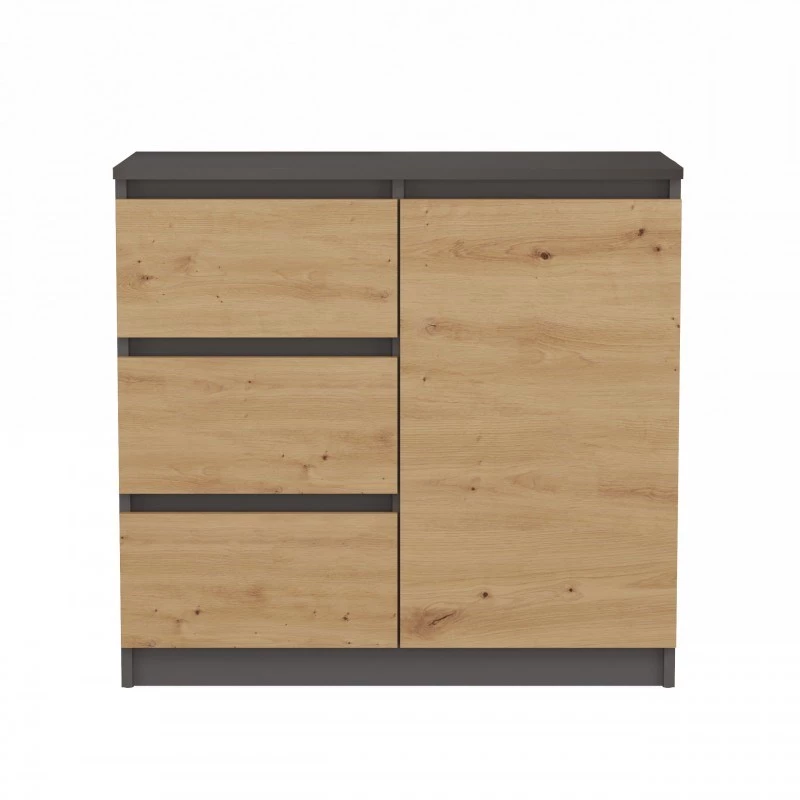 Komoda Top e shop Topeshop 1D3S 80×40×75 cm, antracitová artisan dub matná