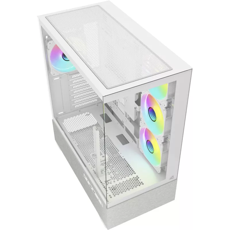 Sharkoon AK7 ARGB ATX počítačová skriňa biela