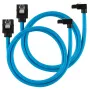 Corsair Premium opletený SATA kábel zahnutý, modrý 60 cm - balenie 2 ks