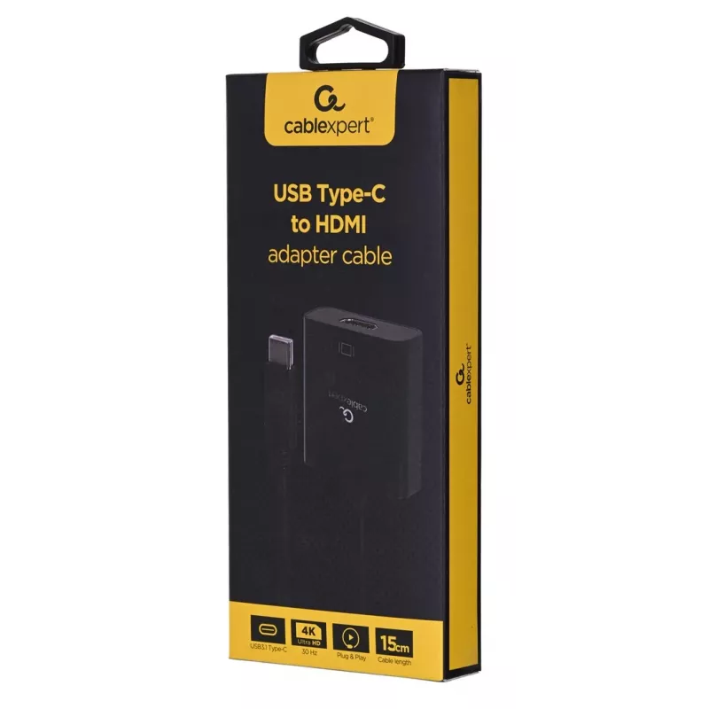USB Type-C na HDMI adaptér Gembird A-CM-HDMIF-03, USB 2.0/3.2 Gen2, 3840×2160@30Hz, čierny