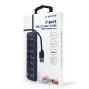USB hub Gembird UHB-U3P7P-01, 7-port USB 3.2 Gen 1 (Type-A), 0,24 m kábel, čierny