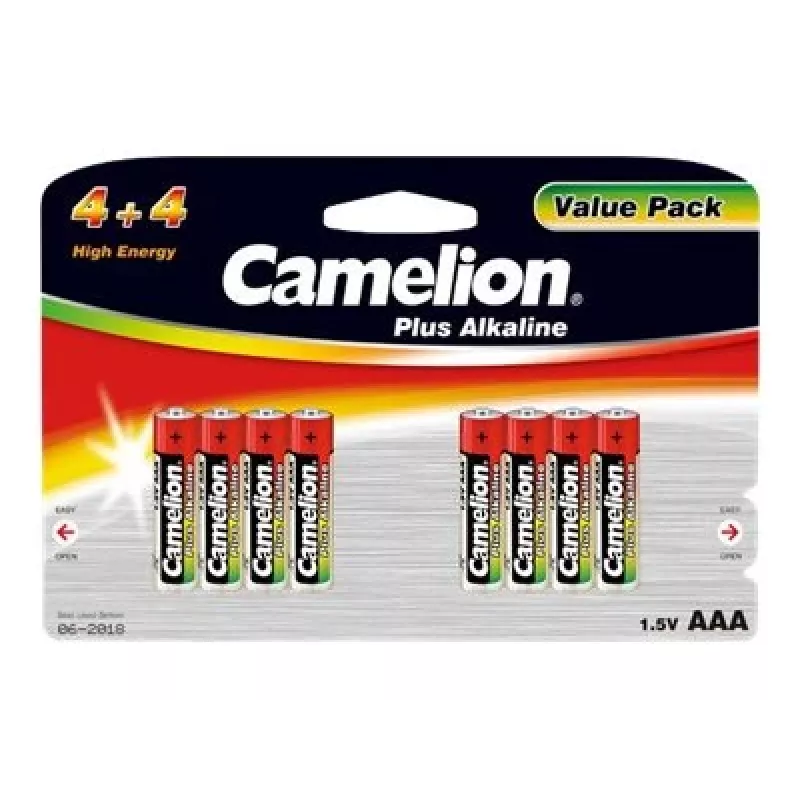 Alkalické AAA (LR03) batérie CAMELION 11044803 — balenie 8 ks, jednorazové