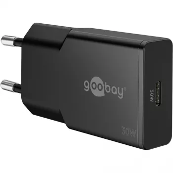 Goobay USB-C™ PD GaN rýchlonabíjačka štíhla (30 W) čierna