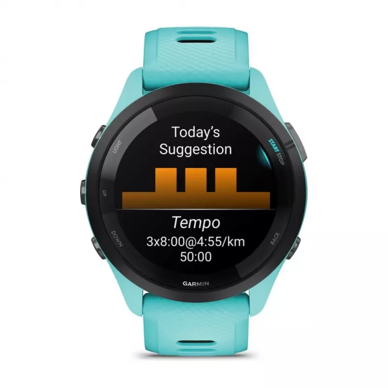 Garmin Forerunner 265 3,3 cm (1,3 palca) AMOLED 46 mm digitálne 416 x 416 pixelov dotyková obrazovka čierna, modrá Wi-Fi GPS (satelit)