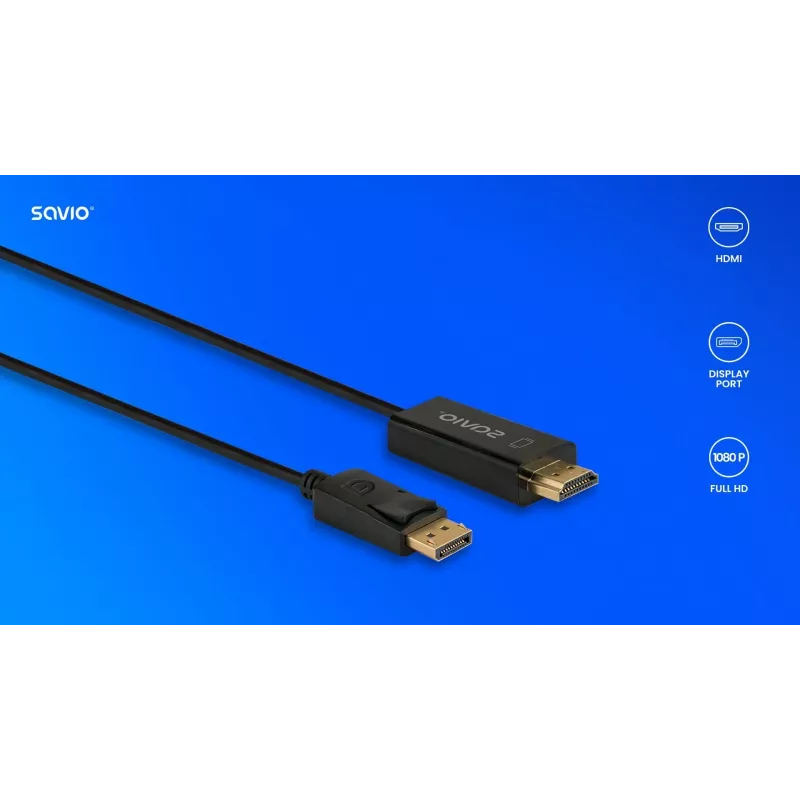 Kábel Display Port na HDMI 1,5m, CL-183 Savio SAVKABELCL-183