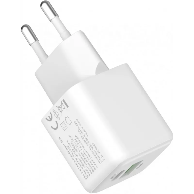 USB-C/A sieťová nabíjačka YENKEE YAC G38 20W 3A Power Delivery (USB-C a USB-A)