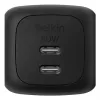 Interiérová AC rýchlonabíjačka Belkin WCH019kqBK — 2× USB‑C, čierna, OVP/OC/OT/SC ochrana
