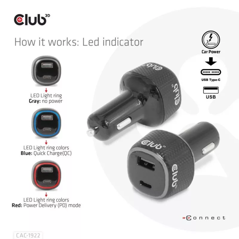 CLUB3D auto nabíjačka pre notebook/laptop 63 Watt, auto, zapaľovač, 24 V, čierna