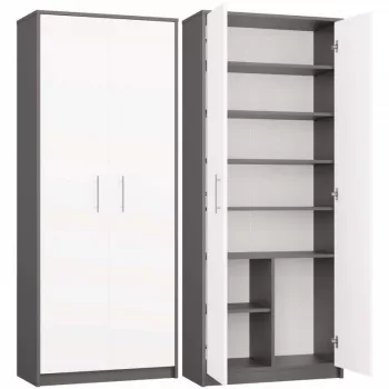 OLIV 2D CLOSED SHELVING UNIT, antracit/biela sada