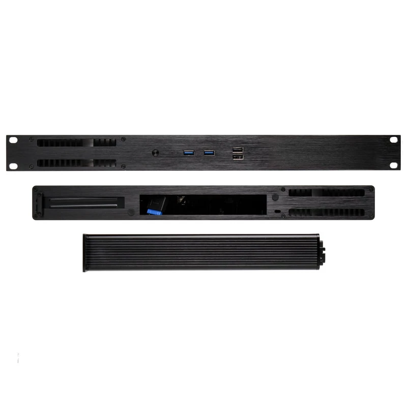 Akasa Galileo TU3 Skriňa Thin Mini-ITX 1U do racku, bez ventilátora, OEM, Čierna