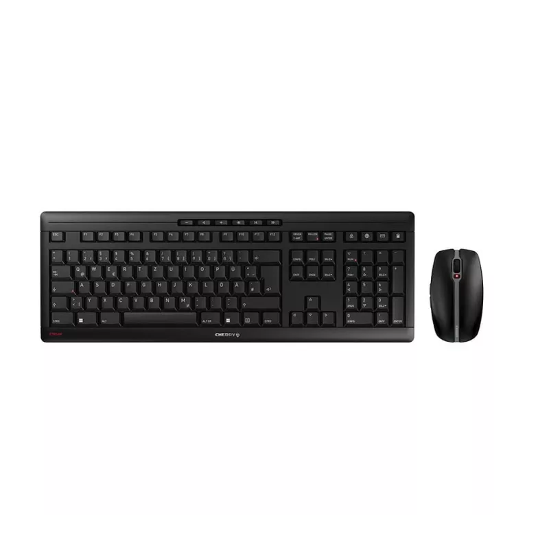 CHERRY Stream Desktop Recharge klávesnica myš vrátane Universal RF Wireless QWERTZ nemecká čierna