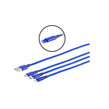 Microconnect MC-USBA-3WAY USB kábel USB 3.2 Gen 1 (3.1 Gen 1) 1,2 m USB C/Micro-USB B/Lightning modrý