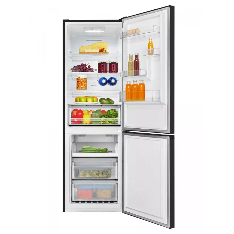Amica FK3506D.2F(E) kombinovaná chladnička s mrazničkou, mraznička dole, 226 l chladnička + 96 l mraznička, Total No Frost, energetická trieda E, čierna