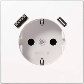 Zásuvka typ F Jung LS1520-15CAWW, 16 A, 50/60 Hz, IP20, plastové puzdro, USB 5 V