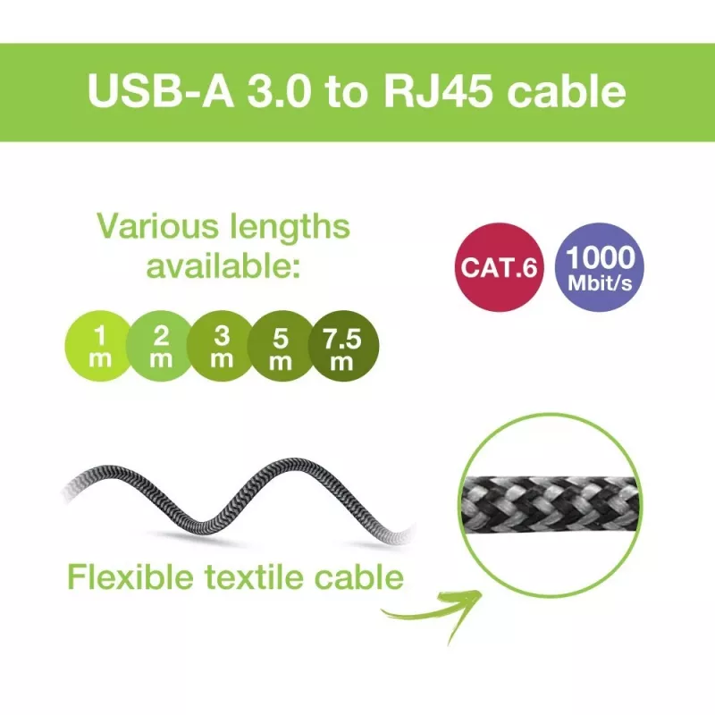 Techly ICOC U3A-RJ45-010 adaptérový kábel USB-A na Gigabit Ethernet, 1 m, čierny/strieborný