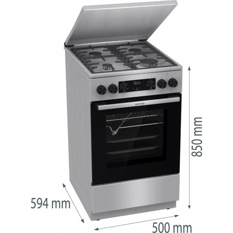 Gorenje GKS5C71XF voľne stojaci sporák s rúrou strieborný