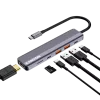 USB Type-C hub CANYON DS-17 — HDMI, USB 3.2 Gen 1 A, USB-C, MicroSD, 10000 Mbit/s, sivý