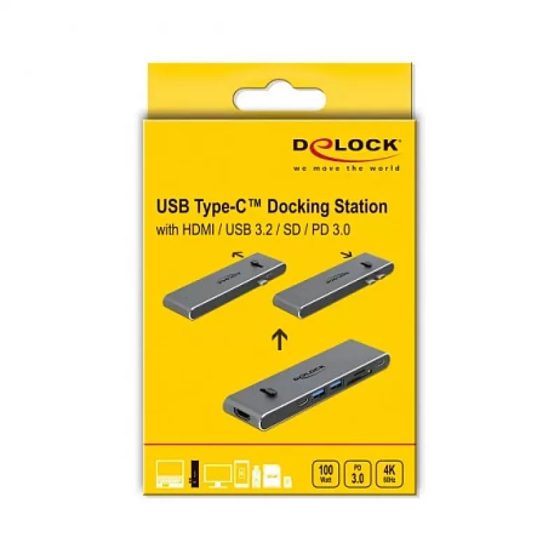 Dokovacia stanica DeLOCK Dual USB Type-C s HDMI USB 3.2 SD PD 3.0