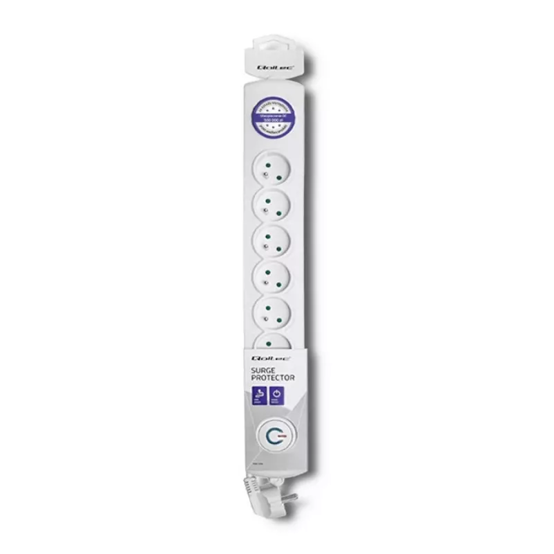 Prepäťová ochrana Qoltec 50293 biela 8 AC zásuviek 230 V